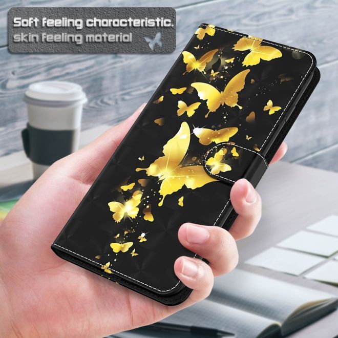 iPhone 15 Plus Phone Case - Leather Bookcover Image Series - Golden Butterfly