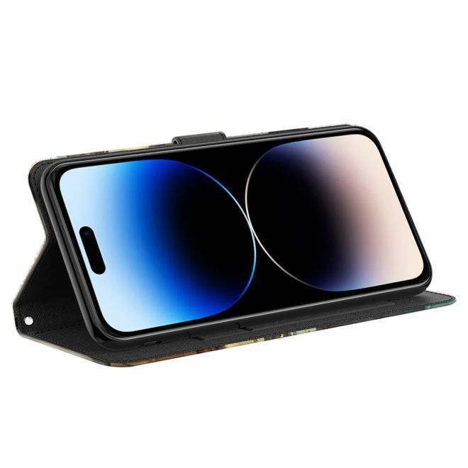 iPhone 15 Plus Phone Case - Leather Bookcover Image Series - Blue Marble Pattern