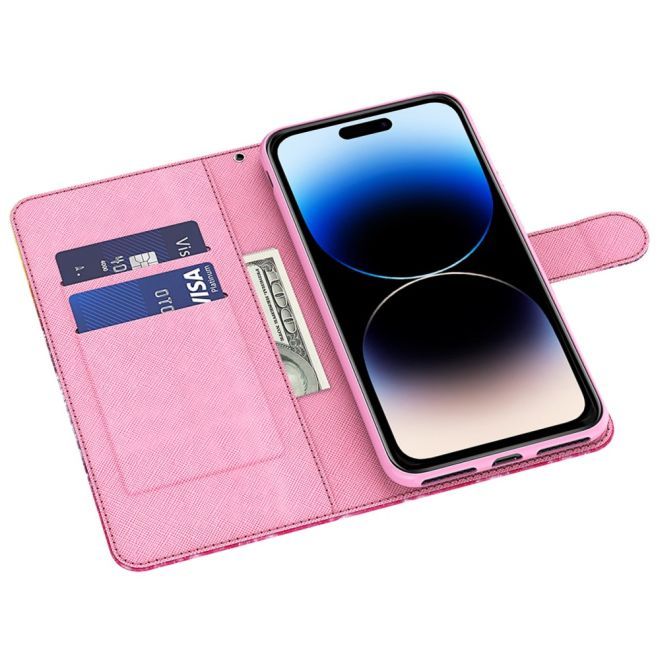 iPhone 15 Plus Phone Case - Leather Bookcover Image Series - Blue Butterfly