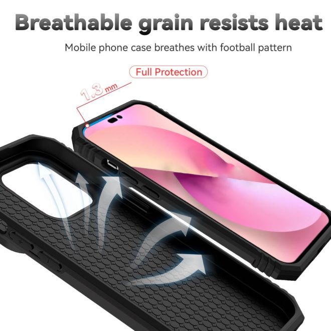 iPhone 15 Pro Handy Hülle - Robustes Hardcase mit Kickstand - Kickstand Slide Cam Series - schwarz