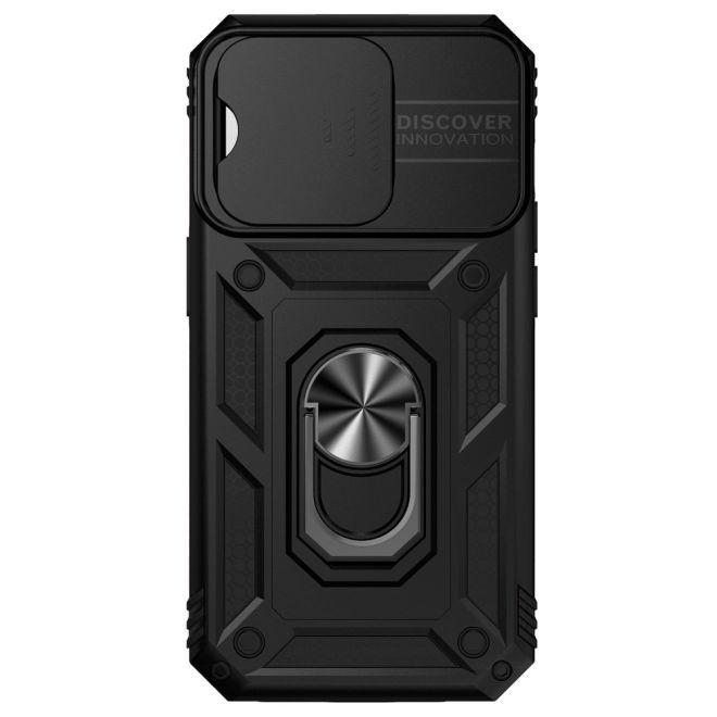 iPhone 15 Pro Handy Hülle - Robustes Hardcase mit Kickstand - Kickstand Slide Cam Series - schwarz