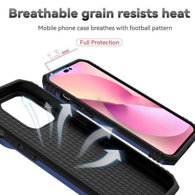 iPhone 15 Pro Handy Hülle - Robustes Hardcase mit Kickstand - Kickstand Slide Cam Series - blau