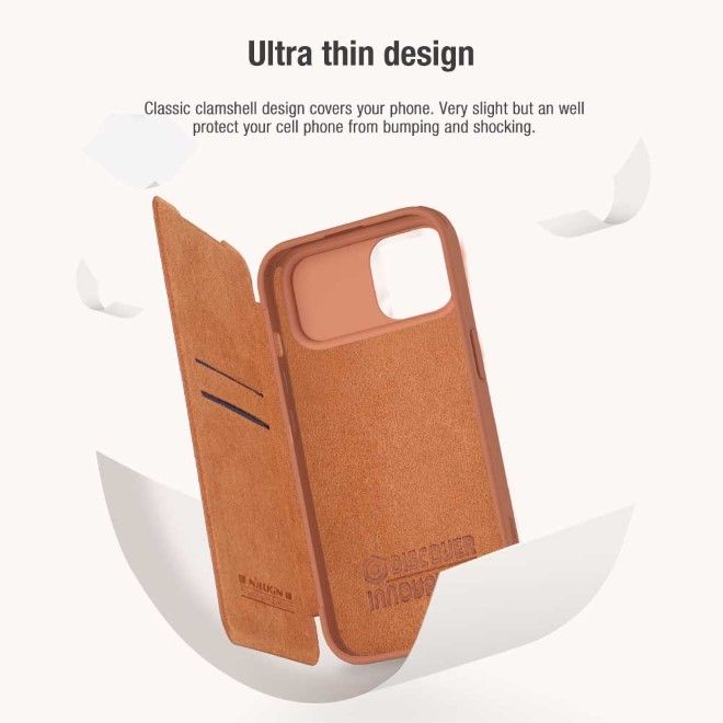 Nillkin - iPhone 15 Hülle - Leder Book Case - Qin Pro Series - braun