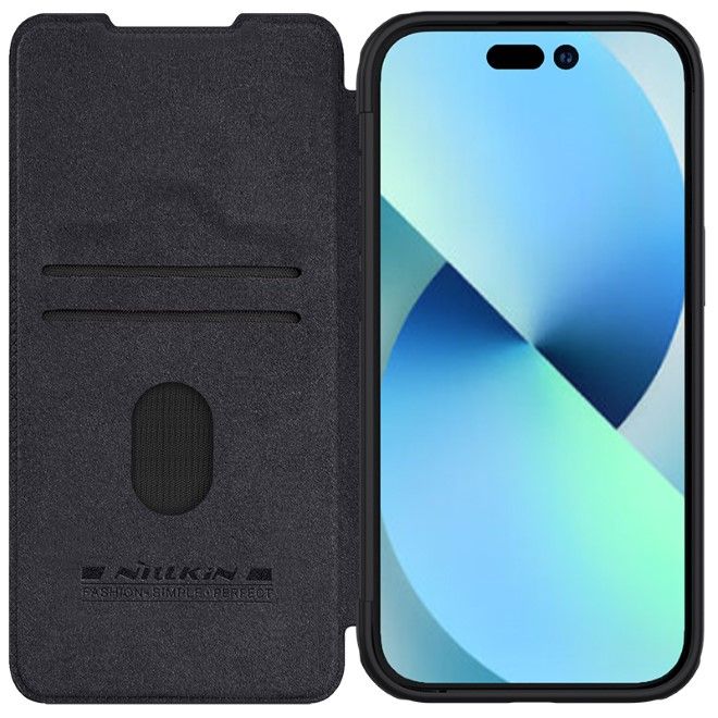 Nillkin - iPhone 15 Plus Hülle - Leder Book Case - Qin Pro Series - schwarz