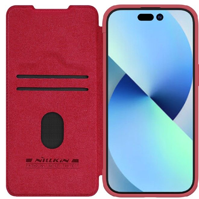 Nillkin - iPhone 15 Plus Hülle - Leder Book Case - Qin Pro Series - rot