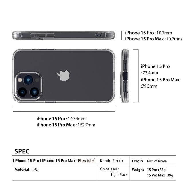 Araree - iPhone 15 Pro Hülle - Case aus TPU Plastik - Anti-Slip Grip - Flexield Series - Made in Korea - transparent