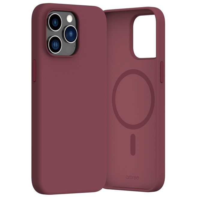 Araree - iPhone 15 Pro Max Hülle - Silikon Softcase - MagSafe kompatibel - Typoskin M Series - rot