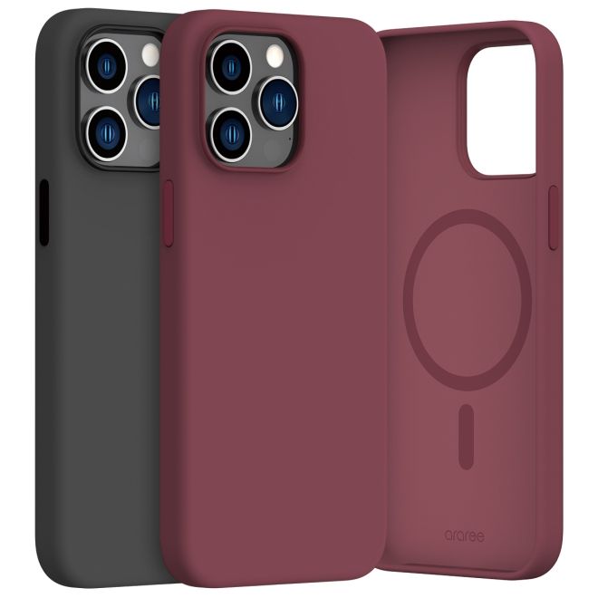 Araree - iPhone 15 Pro Max Hülle - Silikon Softcase - MagSafe kompatibel - Typoskin M Series - rot