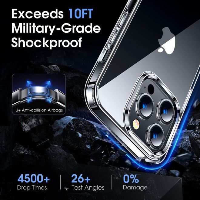 iPhone 15 Pro Hülle (PC / TPU Case) - Polycarbonat Rückseite + TPU Ränder - transparent