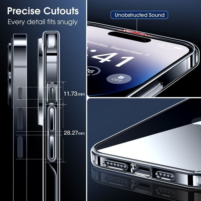 iPhone 15 Plus Hülle (PC / TPU Case) - Polycarbonat Rückseite + TPU Ränder - transparent