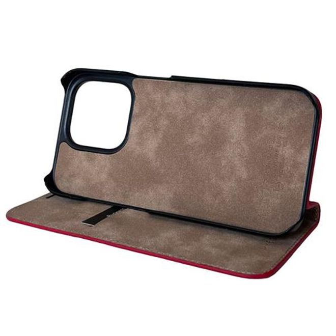 Mike Galeli - iPhone 15 Pro Hülle - Echtleder Bookcover - Marc - rot