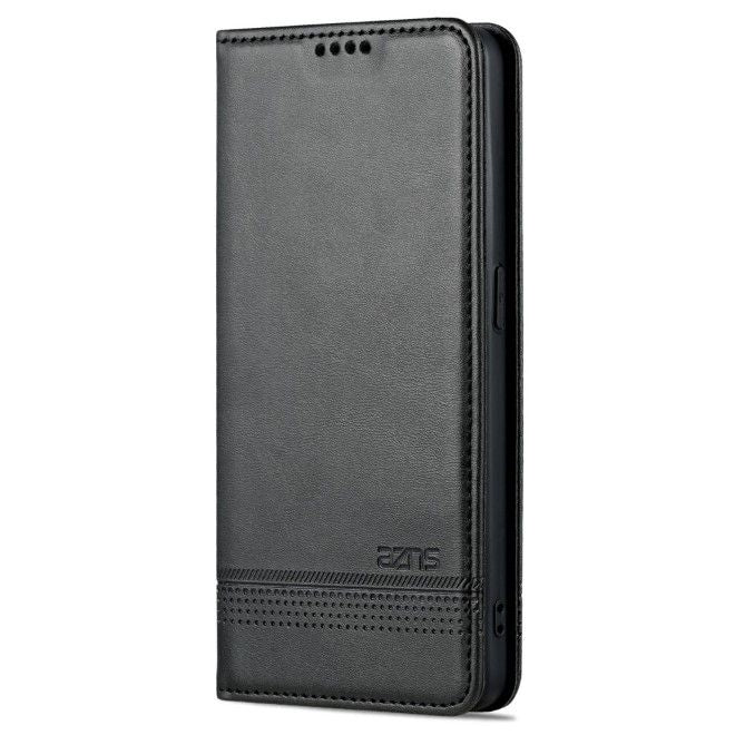 AZNS - Oppo Reno8 Lite 5G Hülle - Leder Bookcover - mit Kartenfach und Standfunktion - Business Stand Series - schwarz