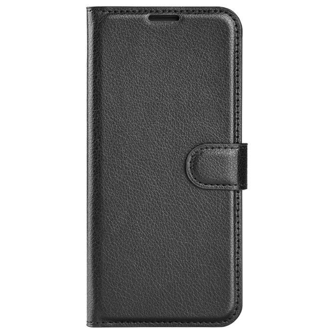 Honor 70 5G Handy Hülle - Litchi Leder Bookcover Series - schwarz