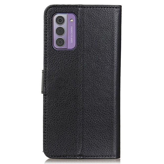 Nokia G42 Handy Hülle - Litchi Leder Bookcover Series - schwarz
