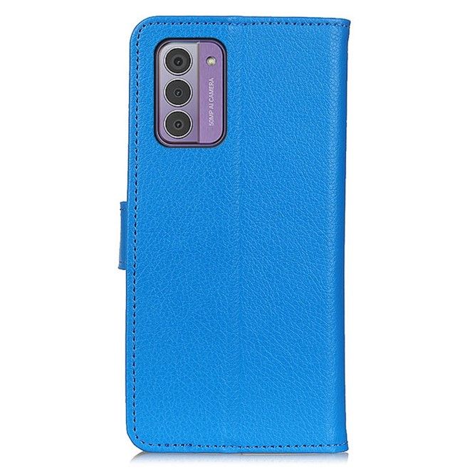 Nokia G42 Handy Hülle - Litchi Leder Bookcover Series - blau