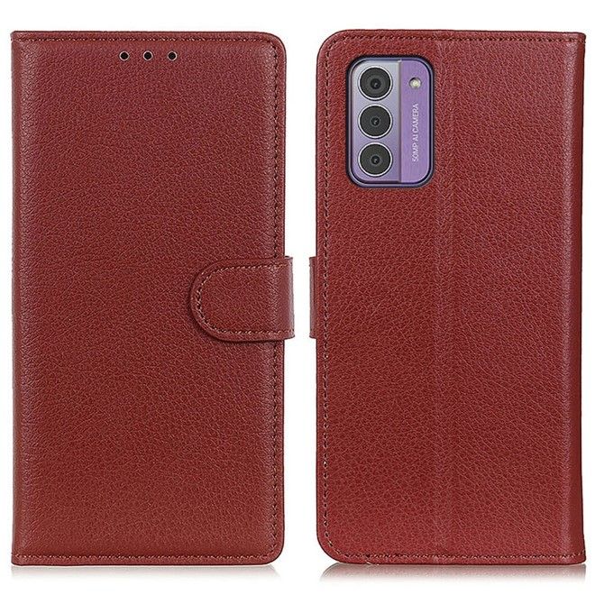 Nokia G42 Handy Hülle - Litchi Leder Bookcover Series - braun