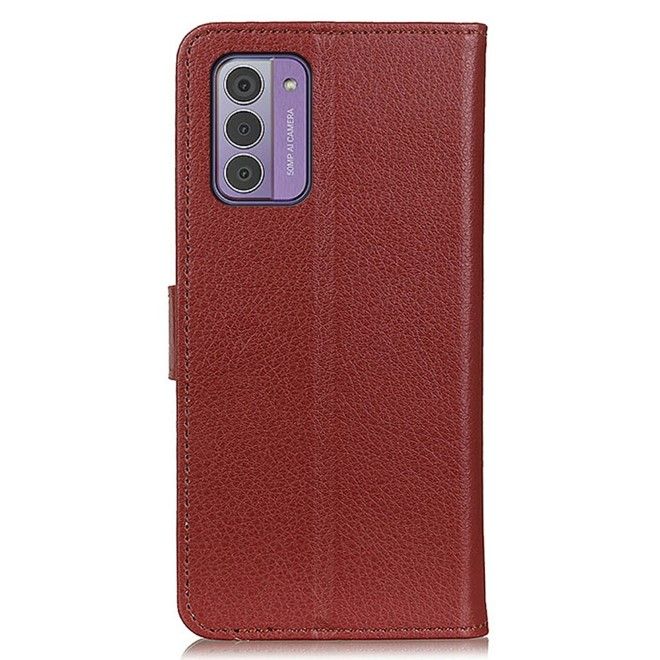 Nokia G42 Handy Hülle - Litchi Leder Bookcover Series - braun