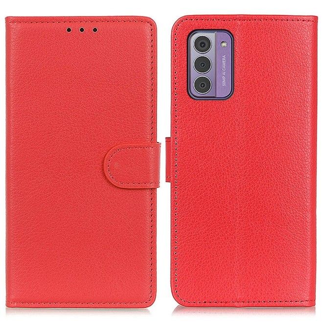 Nokia G42 Handy Hülle - Litchi Leder Bookcover Series - rot