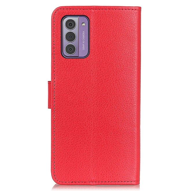 Nokia G42 Handy Hülle - Litchi Leder Bookcover Series - rot