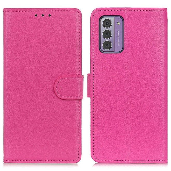 Nokia G42 Handy Hülle - Litchi Leder Bookcover Series - rosa