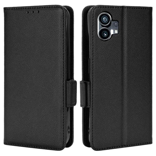 Nothing phone (1) 5G Handy Hülle - Litchi Leder Bookcover Series - schwarz