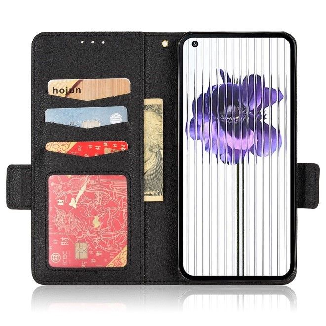 Nothing phone (1) 5G Handy Hülle - Litchi Leder Bookcover Series - schwarz