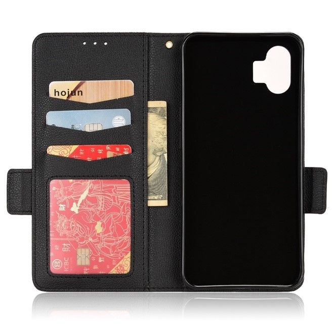 Nothing phone (1) 5G Handy Hülle - Litchi Leder Bookcover Series - schwarz