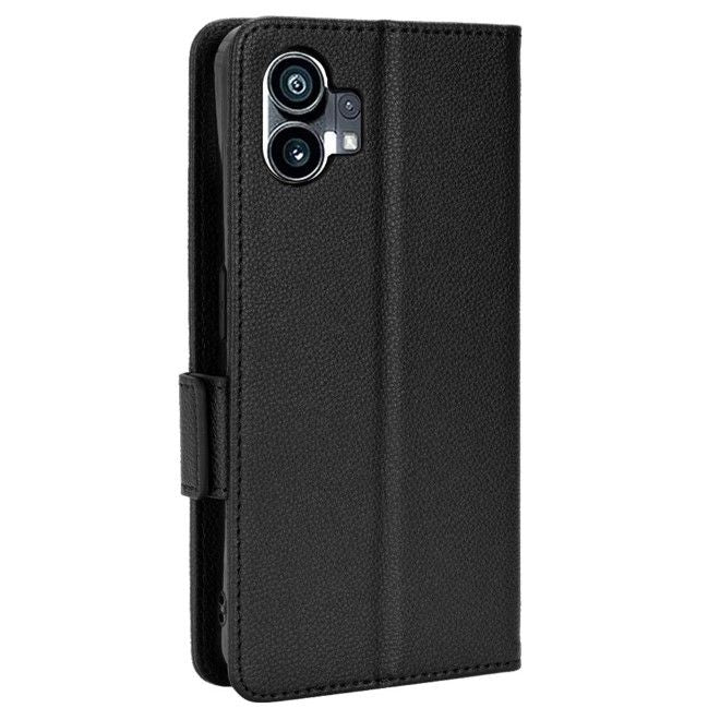 Nothing phone (1) 5G Handy Hülle - Litchi Leder Bookcover Series - schwarz