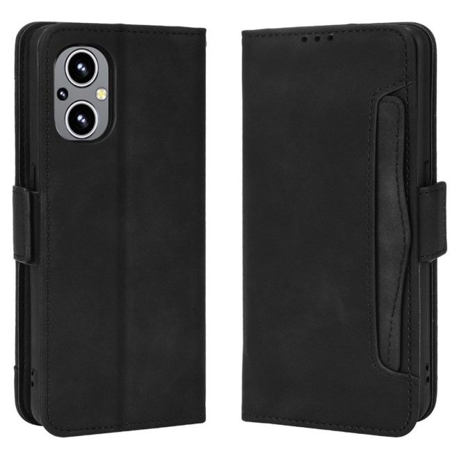 For OnePlus Nord N20 5G / Oppo Reno7 Lite Hülle - Leder Case mit Standfunktion - schwarz