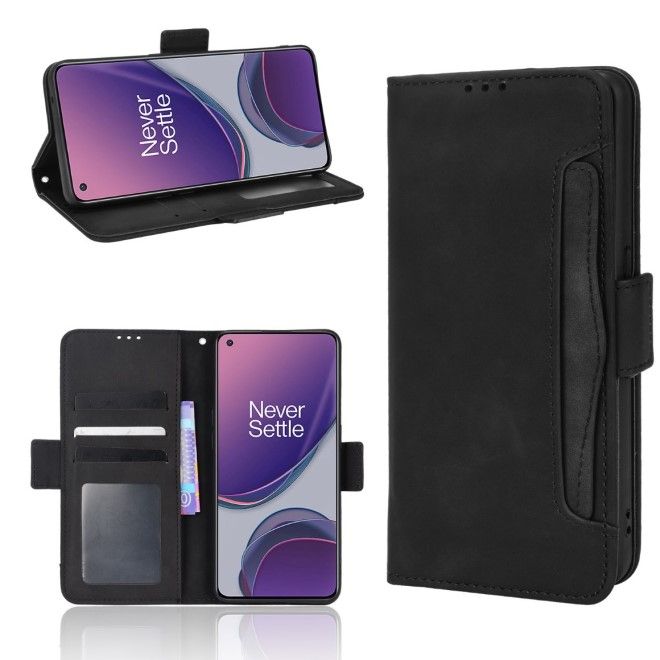 For OnePlus Nord N20 5G / Oppo Reno7 Lite Hülle - Leder Case mit Standfunktion - schwarz