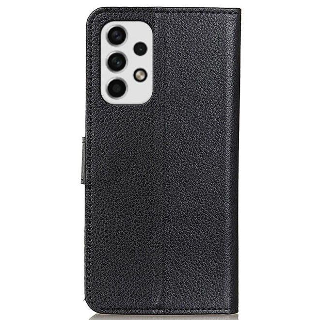 Samsung Galaxy A23 4G / 5G Handy Hülle - Litchi Leder Bookcover Series - schwarz