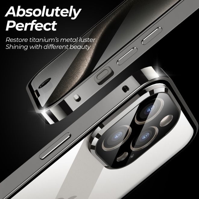 iPhone 15 Plus Case - 360 Degree Tempered Glass Aluminum Case with Locking Mechanism - Black
