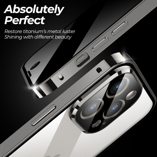 iPhone 15 Plus Case - 360 Degree Tempered Glass Aluminum Case with Locking Mechanism - Privacy Glass - Grey