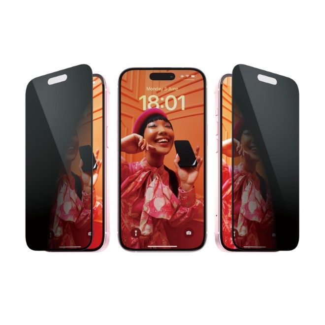 PanzerGlass - iPhone 15 Displayschutz aus gehärtetem Glas - Privacy Ultra Wide Fit (P2809) - schwarz
