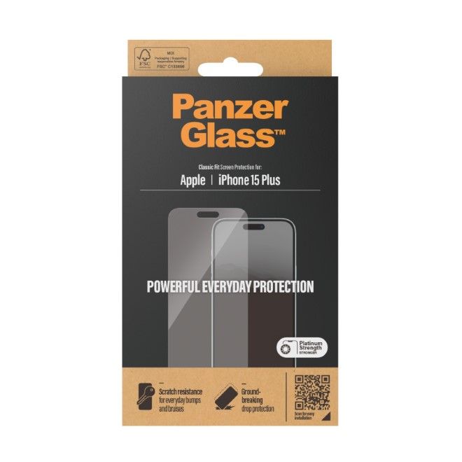 PanzerGlass - iPhone 15 Plus Displayschutz aus gehärtetem Glas - Classic Fit (2807) - transparent
