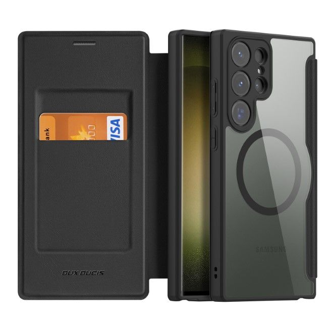 Dux Ducis - Samsung Galaxy S23 Ultra Hülle - Leder Bookcover - Skin X Pro Series - schwarz