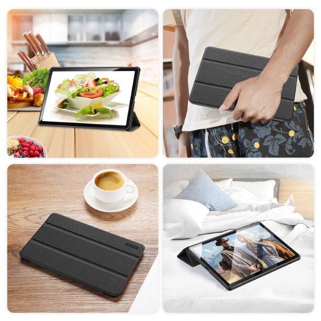 Dux Ducis - Samsung Galaxy Tab A9+ Hülle - Leder Smart Flip Case - Domo Series - schwarz