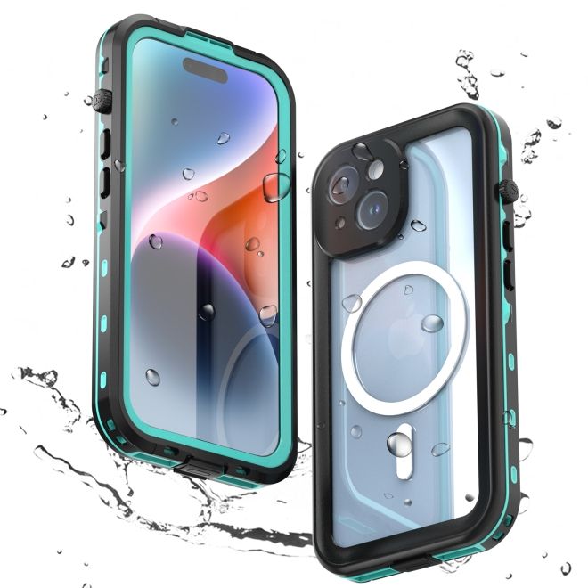 iPhone 15 - 360 Grad Outdoor Hülle - Allwetterschutz (wasserdicht & stossfest) - MagSafe - blau
