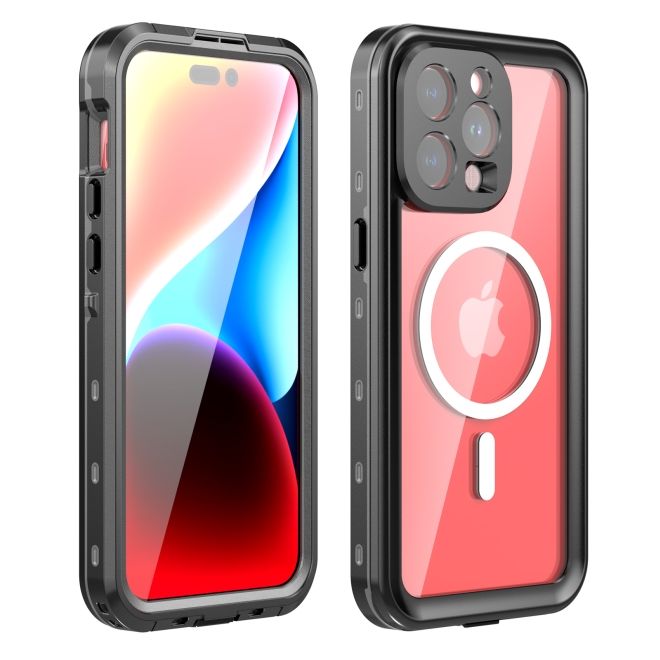 iPhone 15 Pro Max - 360 Grad Outdoor Hülle - Allwetterschutz (wasserdicht & stossfest) - MagSafe - schwarz