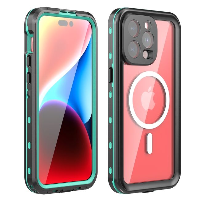 iPhone 15 Pro Max - 360 Grad Outdoor Hülle - Allwetterschutz (wasserdicht & stossfest) - MagSafe - blau