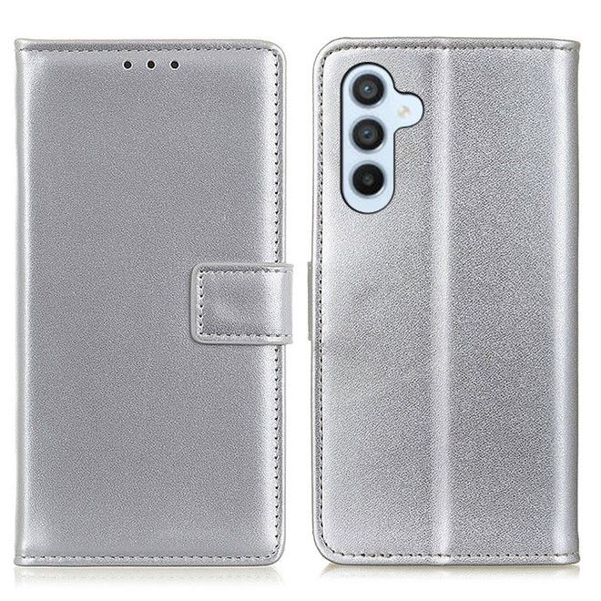Samsung Galaxy S23 FE Handy Hülle - Classic II Leder Bookcover Series - silber