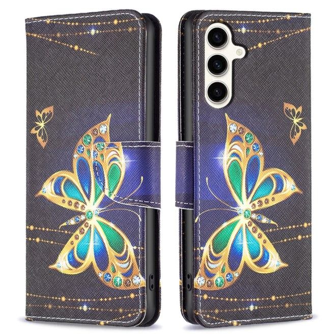 Samsung Galaxy S23 FE Handy Hülle - Leder Bookcover Image Series - glitzernder Schmetterling