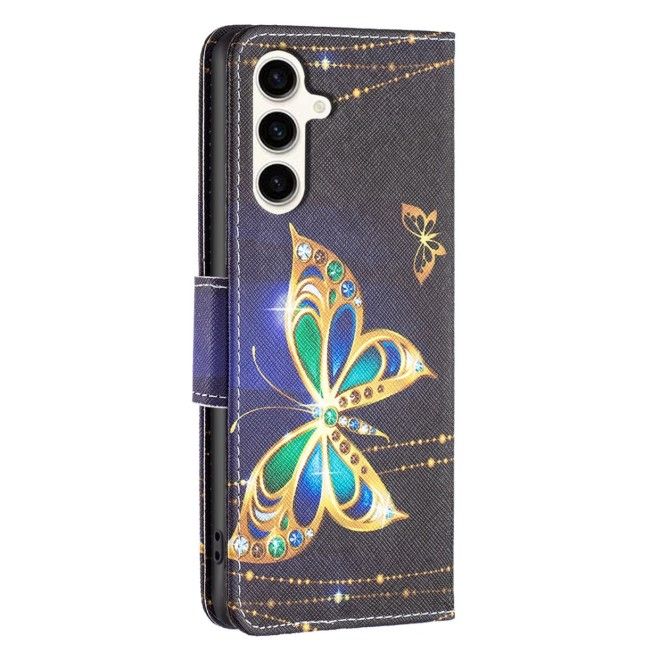 Samsung Galaxy S23 FE Handy Hülle - Leder Bookcover Image Series - glitzernder Schmetterling