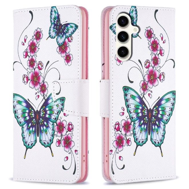 Samsung Galaxy S23 FE Handy Hülle - Leder Bookcover Image Series - blaue Schmetterlinge