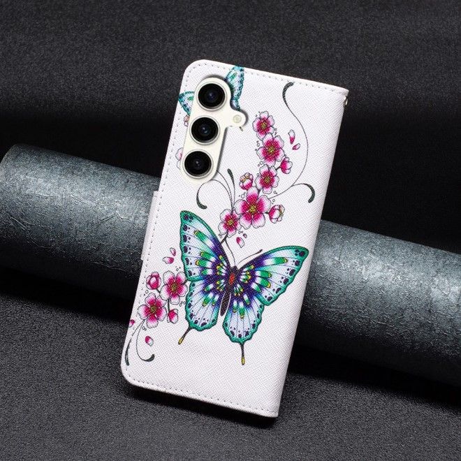 Samsung Galaxy S23 FE Handy Hülle - Leder Bookcover Image Series - blaue Schmetterlinge