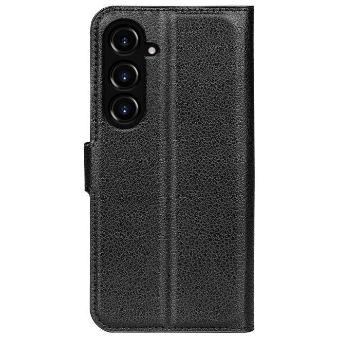 Samsung Galaxy S23 FE Handy Hülle - Litchi Leder Bookcover Series - schwarz