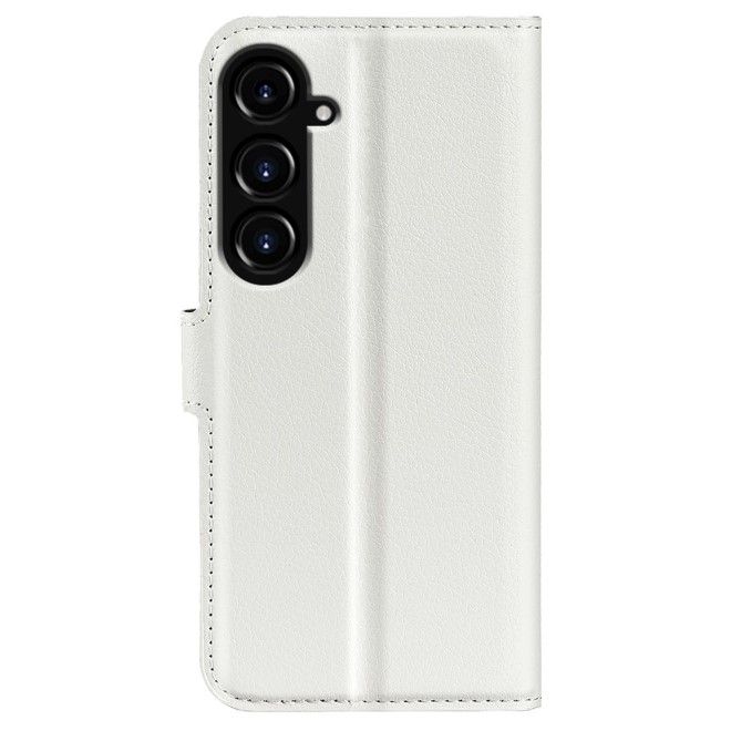 Samsung Galaxy S23 FE Handy Hülle - Litchi Leder Bookcover Series - weiss