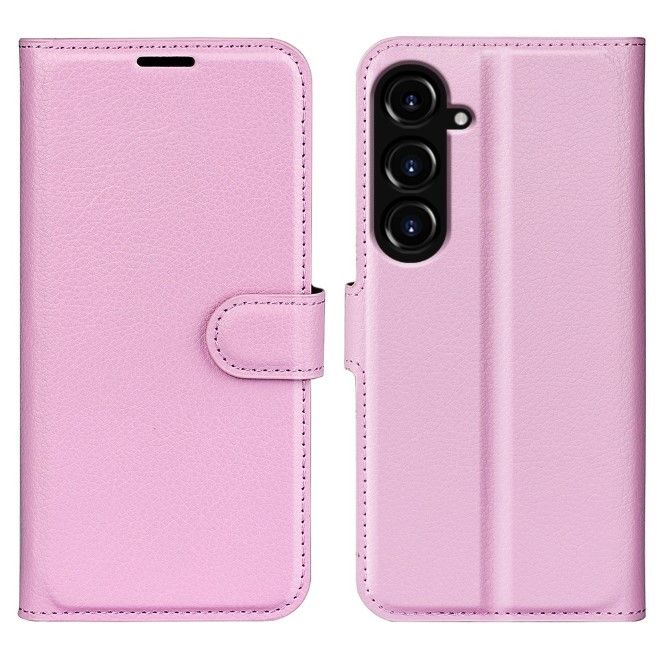 Samsung Galaxy S23 FE Handy Hülle - Litchi Leder Bookcover Series - rosa