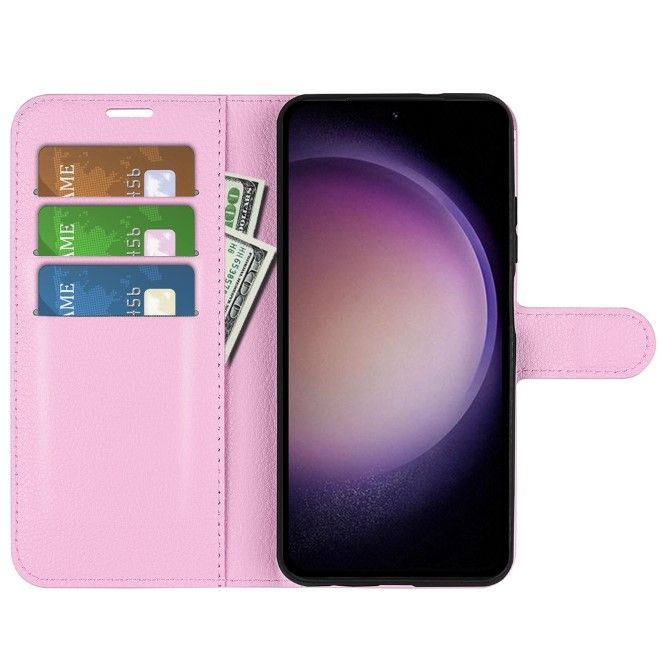 Samsung Galaxy S23 FE Handy Hülle - Litchi Leder Bookcover Series - rosa