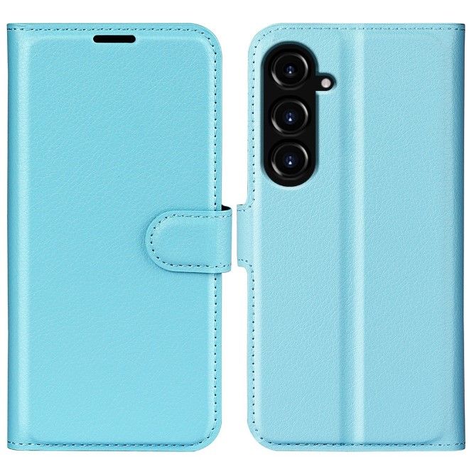 Samsung Galaxy S23 FE Handy Hülle - Litchi Leder Bookcover Series - blau